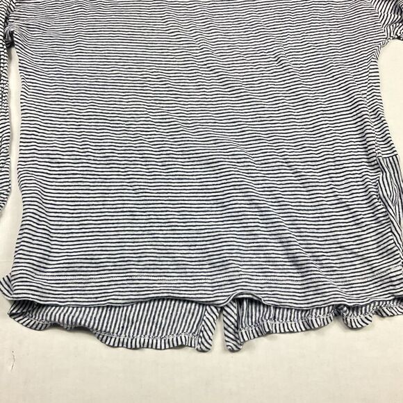 Adrienne Vittadini Womens Linen Back Button Shirt Striped Long Sleeve Top LARGE - Picture 2 of 11